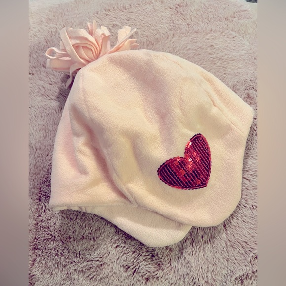 GAP Other - Gap Kids Trapper Fleece Light Pink and Hot Pink Sequins Pom Hat Beanie